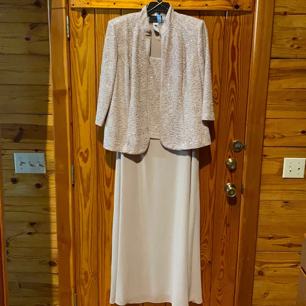 Alex Women’s Evenings Full Length Formal Jacket Dress Cream Size 16W
